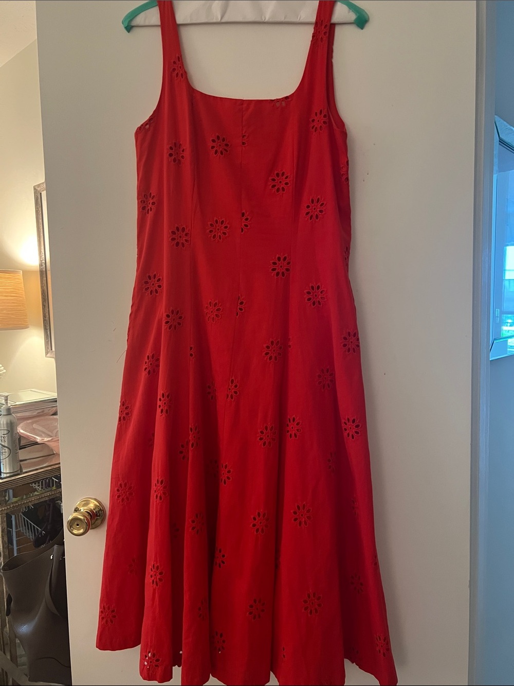 Nicole Miller Red Eyelet Midi Sundress
